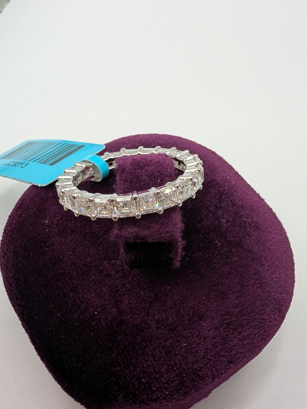 NWT 3.47 CTW VVS D Radiant Cut Moissanite Eternity Band 925 Sterling Silver Ring